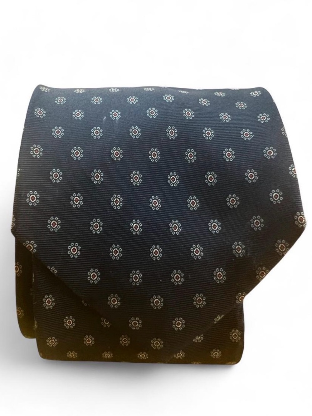 Vintage Christian Dior Men's Navy Blue Geometric Silk Tie